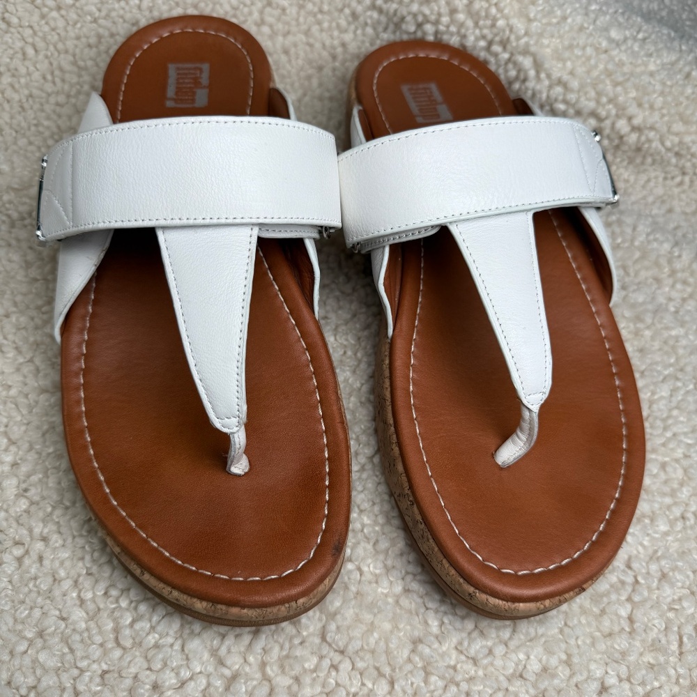 Fitflop Remi Adjustable Toe-Thongs Urban White Leather Size US 08 - Picture 3 of 15